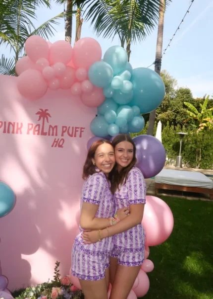 Pink Palm Puff Pajamas in Twilight