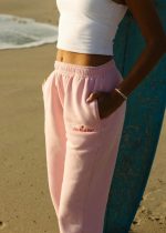 Pink Palm Puff Sweatpants in Pink