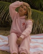 Pink Palm Puff Sweatpants in Pink