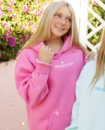 Classic Pink Palm Puff Hoodie in Raspberry