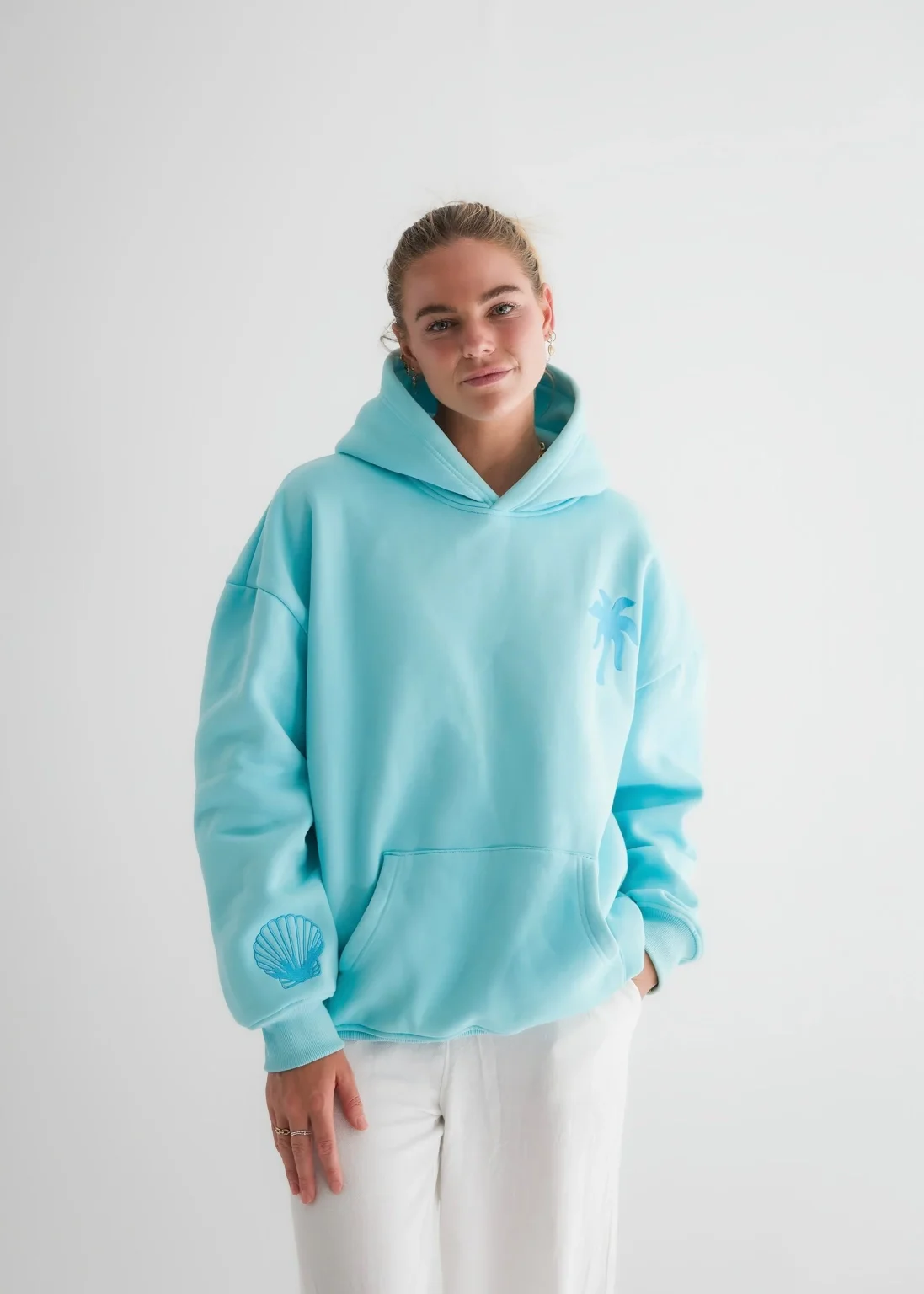 Hawaii Hibiscus Hoodie in Aquamarine Hawaii Hibiscus Hoodie in Aquamarine