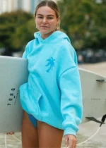 Hawaii Hibiscus Hoodie in Aquamarine